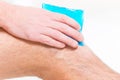 Cold gel compress on the knee Royalty Free Stock Photo