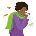 Cold girl. Season of colds. Vector graphics