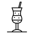 Cold glass cocktail icon, outline style