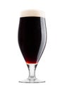 Cold glass of dark beer with foam and dew Royalty Free Stock Photo