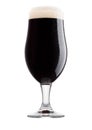 Cold glass of dark beer with foam and dew Royalty Free Stock Photo