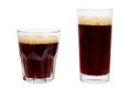 Cold glass of dark beer or kvass with foam isolated on white background. Royalty Free Stock Photo