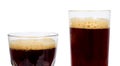 Cold glass of dark beer or kvass with foam isolated on white background. Royalty Free Stock Photo
