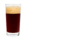 Cold glass of dark beer or kvass with foam isolated on white background, copy space template. Royalty Free Stock Photo