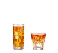 Cold glass of iced tea with ice cubes, isolated on white background with clipping path Royalty Free Stock Photo