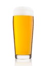 Cold glass of lager ale beer with foam and dew Royalty Free Stock Photo