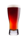 Cold glass of red bitter beer with foam and dew Royalty Free Stock Photo