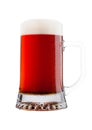 Cold glass of red bitter beer with foam and dew Royalty Free Stock Photo