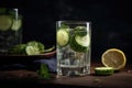 Cold Glass Of Water Infused With Lemon And Cucumber. Generative AI Royalty Free Stock Photo