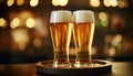 Cold glasses of beer in a bar Royalty Free Stock Photo