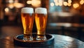 Cold glasses of beer in a bar Royalty Free Stock Photo