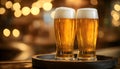 Cold glasses of beer in a bar Royalty Free Stock Photo