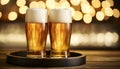 Cold glasses of beer in a bar Royalty Free Stock Photo