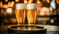 Cold glasses of beer in a bar Royalty Free Stock Photo