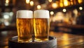 Cold glasses of beer in a bar Royalty Free Stock Photo