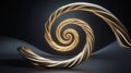 The Cold Golden Data Orbit: A 3D spiral shape illuminated by sharp blue light representing hyper-speed Royalty Free Stock Photo