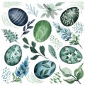 Cold green and blue easter clipart collection