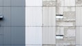 Cold grey concrete facade, brutalist minimalism modern urban architecture - generative ai Royalty Free Stock Photo