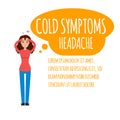 Cold, grippe, flu or seasonal influenza common symptom infographic.