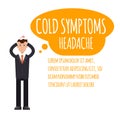 Cold, grippe, flu or seasonal influenza common symptom infographic.