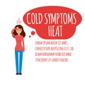 Cold, grippe, flu or seasonal influenza common symptom infographic.