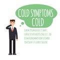 Cold, grippe, flu or seasonal influenza common symptom infographic.