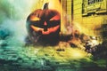 Cold Halloween night in the city Royalty Free Stock Photo