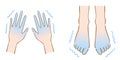Shaking cold feet and hands illustration. Human body part. health care concept