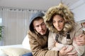 Cold home with an angry couple Royalty Free Stock Photo