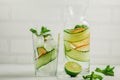 Cold homemade lemonade made from cucumber, lemon and mint Royalty Free Stock Photo