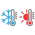 Cold and hot icon vector. temperature illustration sign. thermometer symbol. heat logo.