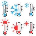 Cold and hot icon vector. temperature illustration sign. thermometer symbol. heat logo.