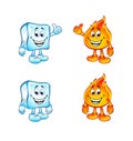 Cold and hot little cartoon figures