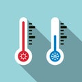 Cold and Hot Temperature Icons. Thermometer Symbol