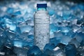 Cold hydration Water bottle displayed on a bed of ice cubes Royalty Free Stock Photo