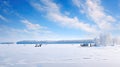 cold ice fishing lake Royalty Free Stock Photo