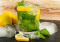 Cold iced mojito, lemon water drink, mint lemonade Royalty Free Stock Photo