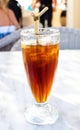Cold iced tea with straw Royalty Free Stock Photo