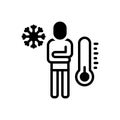 Black solid icon for Cold, thermometer and temperature Royalty Free Stock Photo