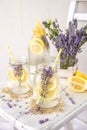 Cold Infused Detox Water with Lemon and Lavender.