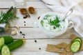 Cold kefir soup with cucumber