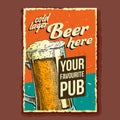 Cold Lager Beer Glass Advertising Banner Vector Royalty Free Stock Photo