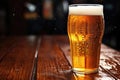 a cold lager beer glass with condensation droplets Royalty Free Stock Photo