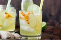 Cold lemonade with ginger, lime and sea buckthorn