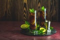 Cold Longdrink Cuba Libre with brown rum and fresh lime Royalty Free Stock Photo