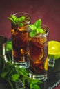 Cold Longdrink Cuba Libre in highball glass with water drops Royalty Free Stock Photo