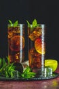 Cold Longdrink Cuba Libre in highball glass with water drops Royalty Free Stock Photo