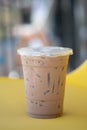 Cold Mocha coffee drink in takeaway glass Royalty Free Stock Photo