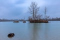 Cold morning at lake Weitmannsee Royalty Free Stock Photo