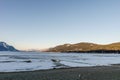 Cold morning landscape of frozen Little Shuswap Lake British Columbia Canada